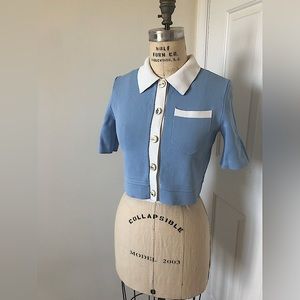 Maje, Reyro Style Cropped Cardigan with whimsical enamel fashion detail